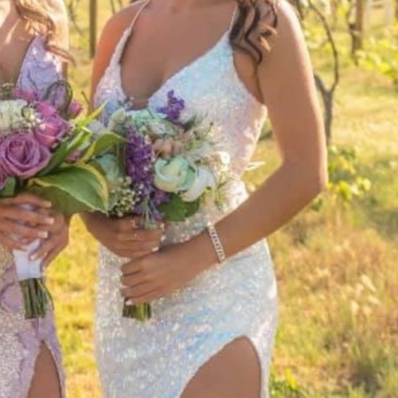 white iridescent prom dress - Picture 6 of 6